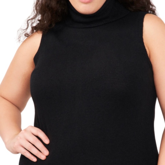 PLUS-SIZE SLEEVELESS TURTLENECK SWEATER DRESS - Picture 1 of 3